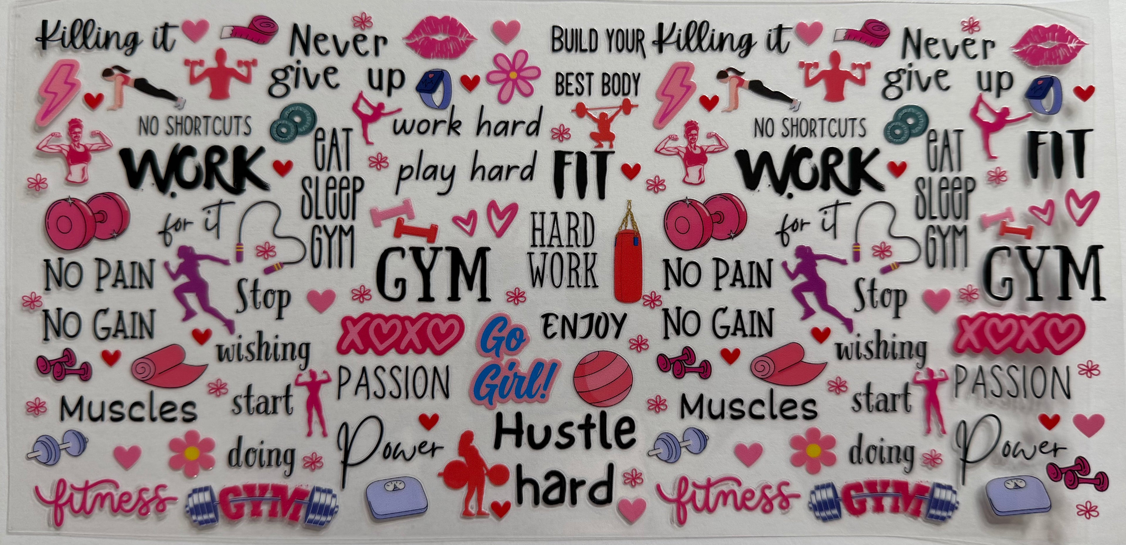 Girl gym 16oz Uv DTF Wrap