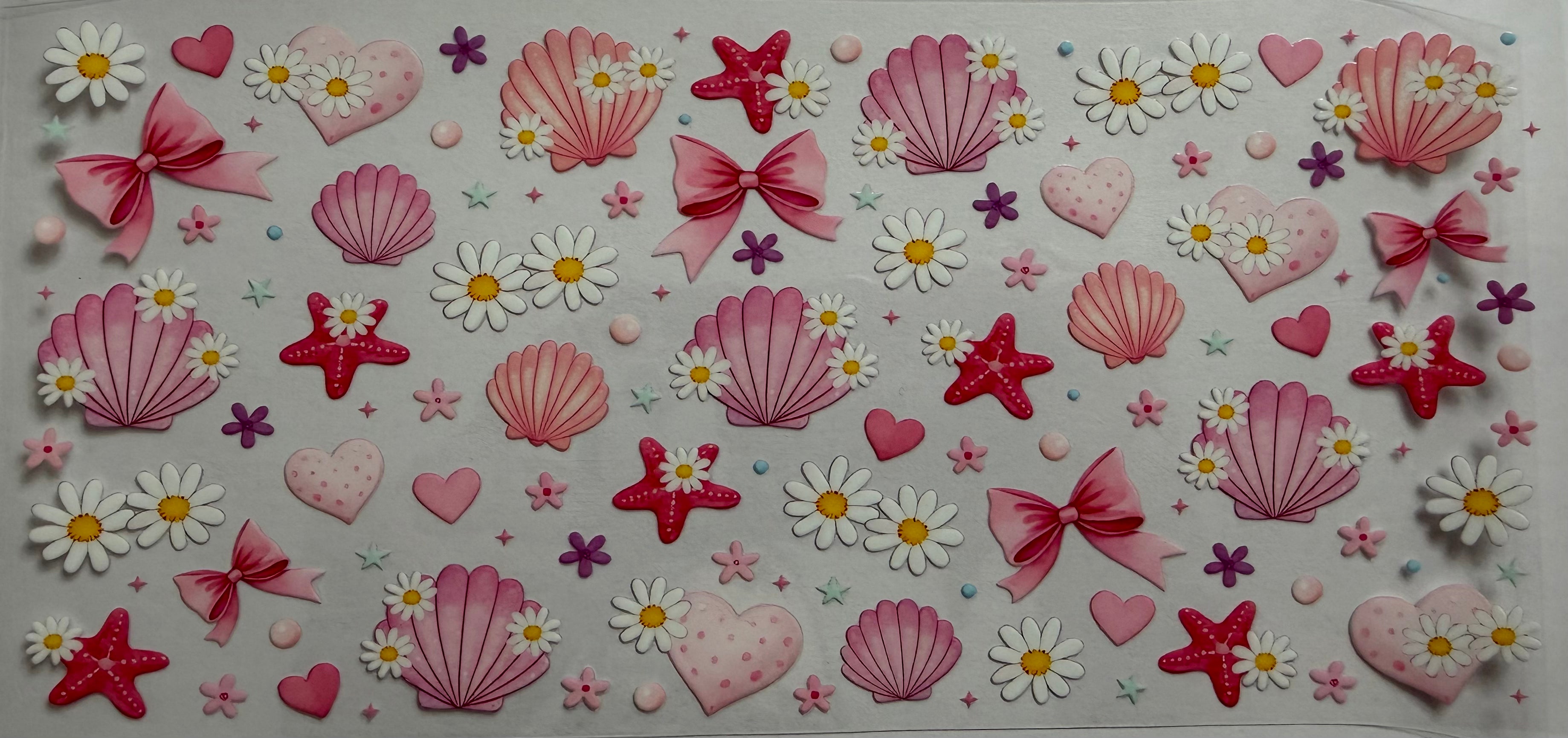 Pink shells 16oz Uv DTF Wrap