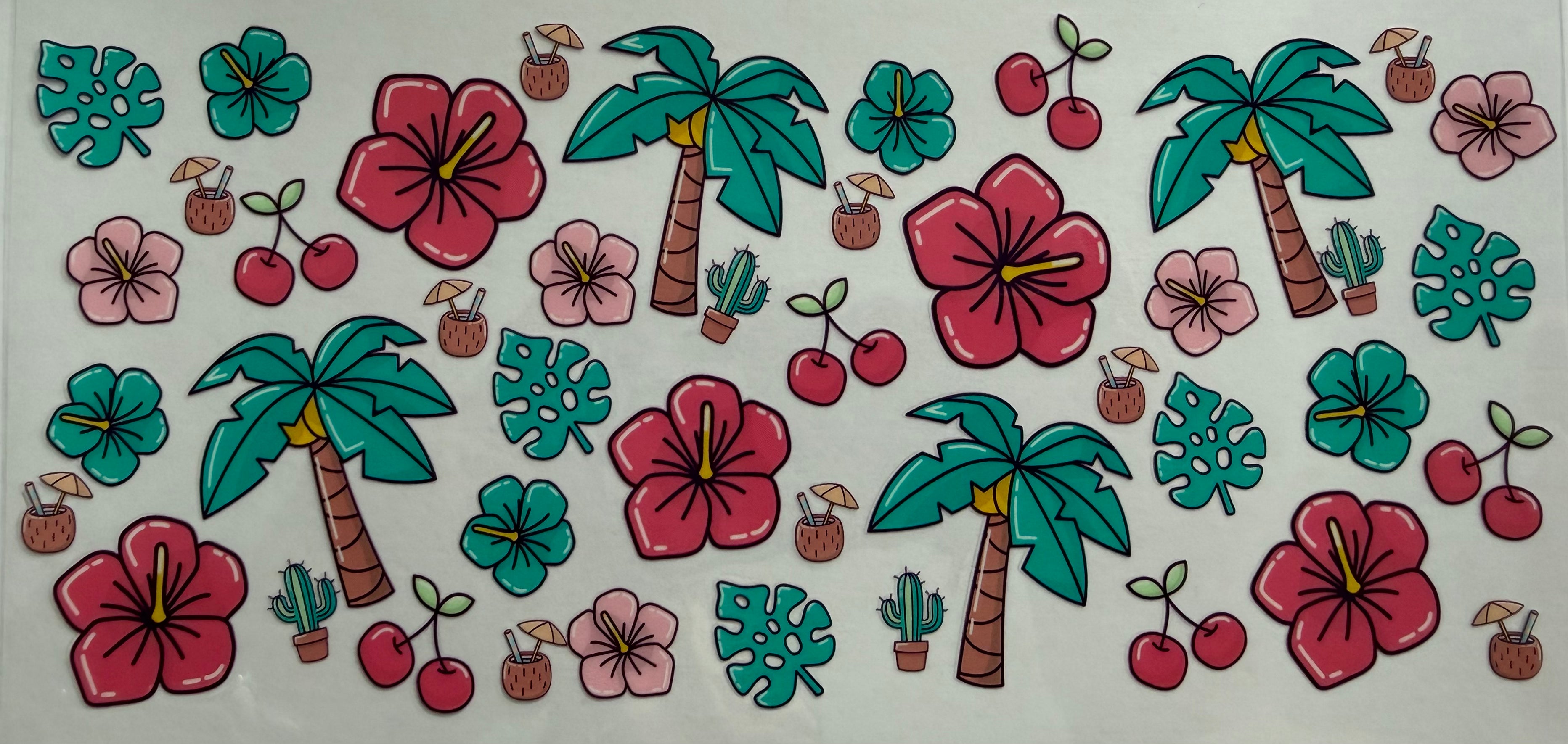 Beach symbols 16oz Uv DTF Wrap