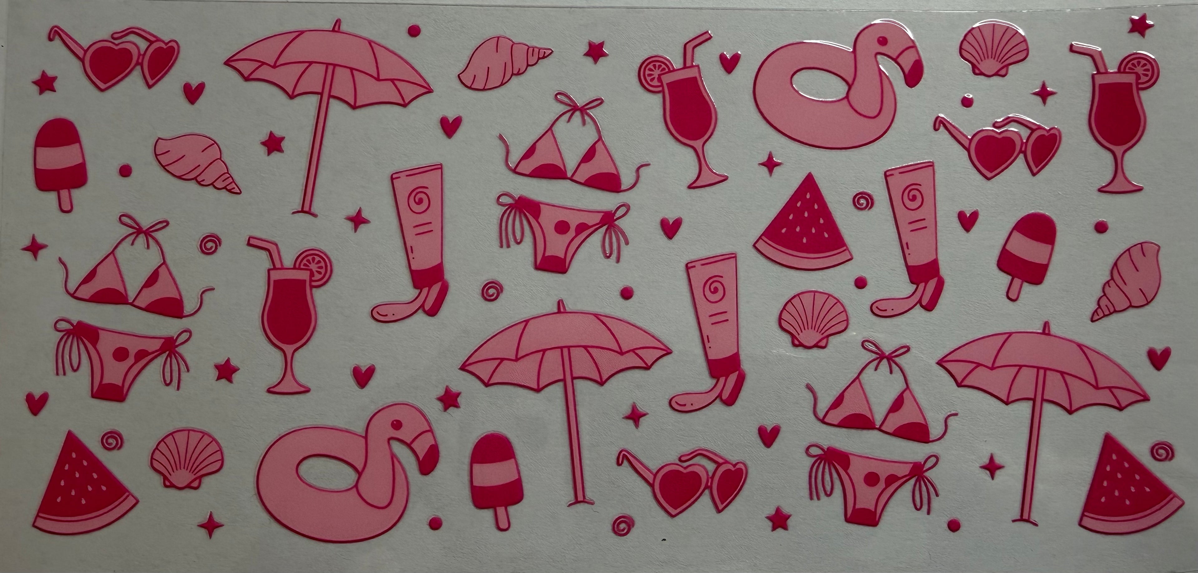 Pink Beach 16oz Uv Dtf Wrap