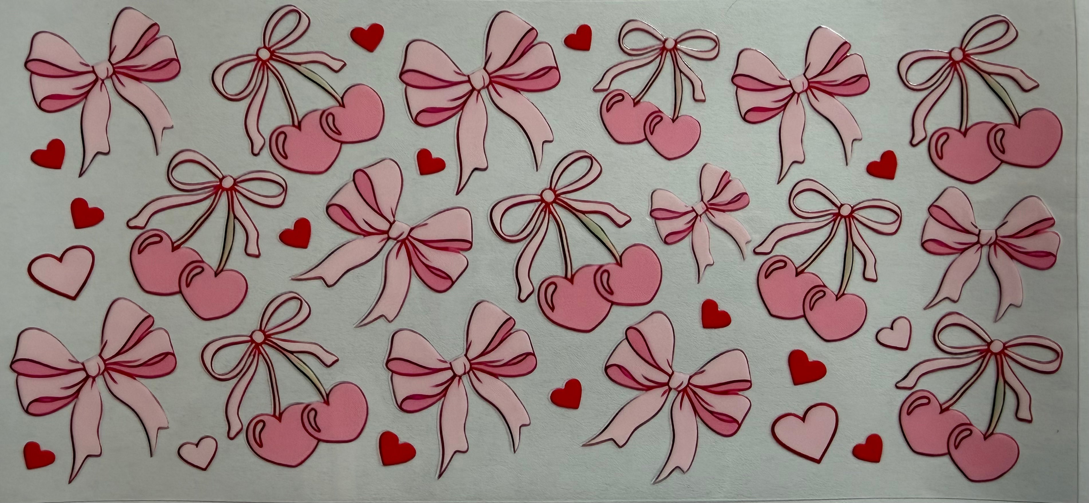 Pink Cherries & Bows 16oz Uv Dtf Wraps