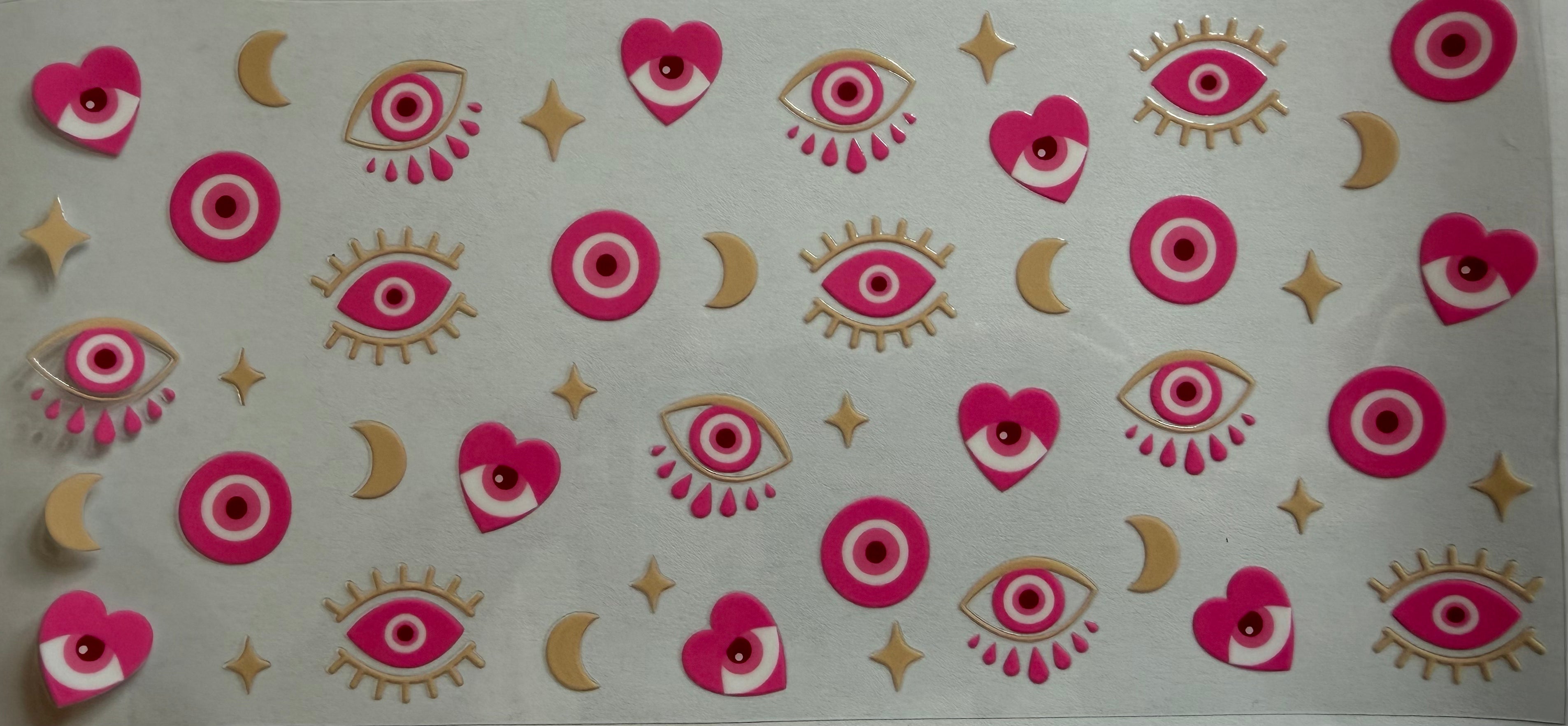 Pink Evil Eye 16oz Uv Dtf Wrap