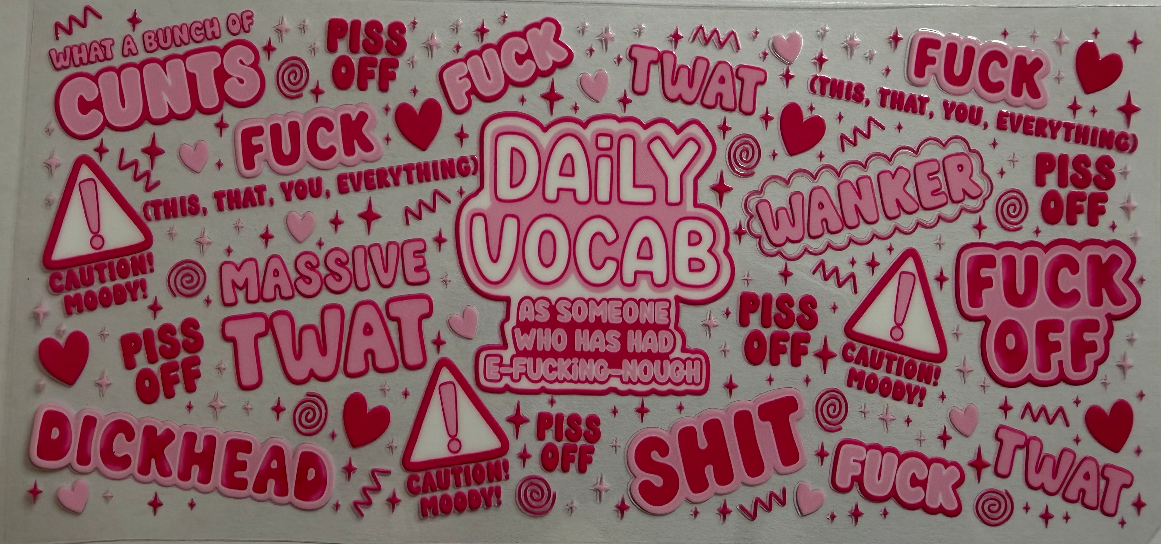 Daily Vocab 16oz Uv Dtf Wraps