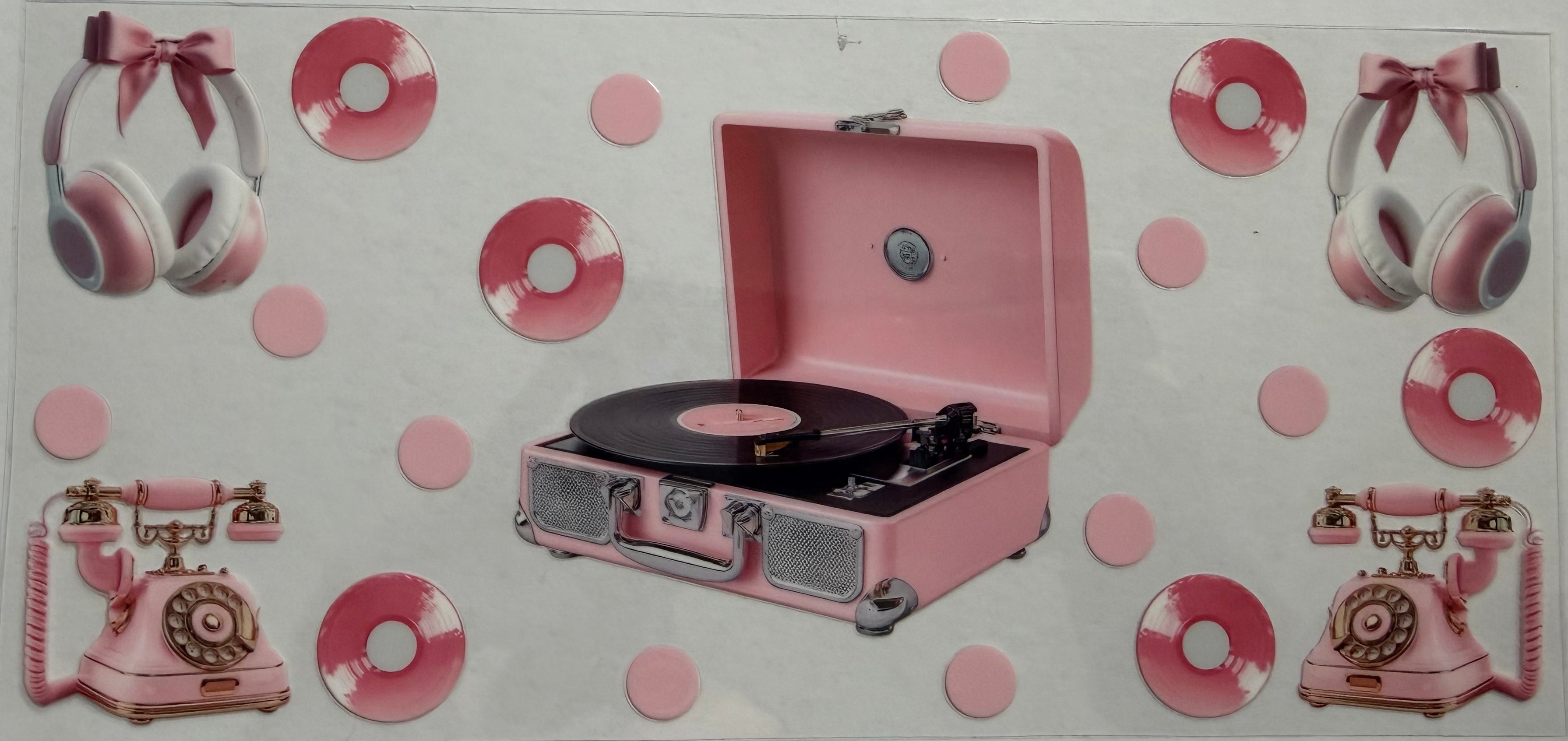 Record Player 16oz Uv Dtf Wrap