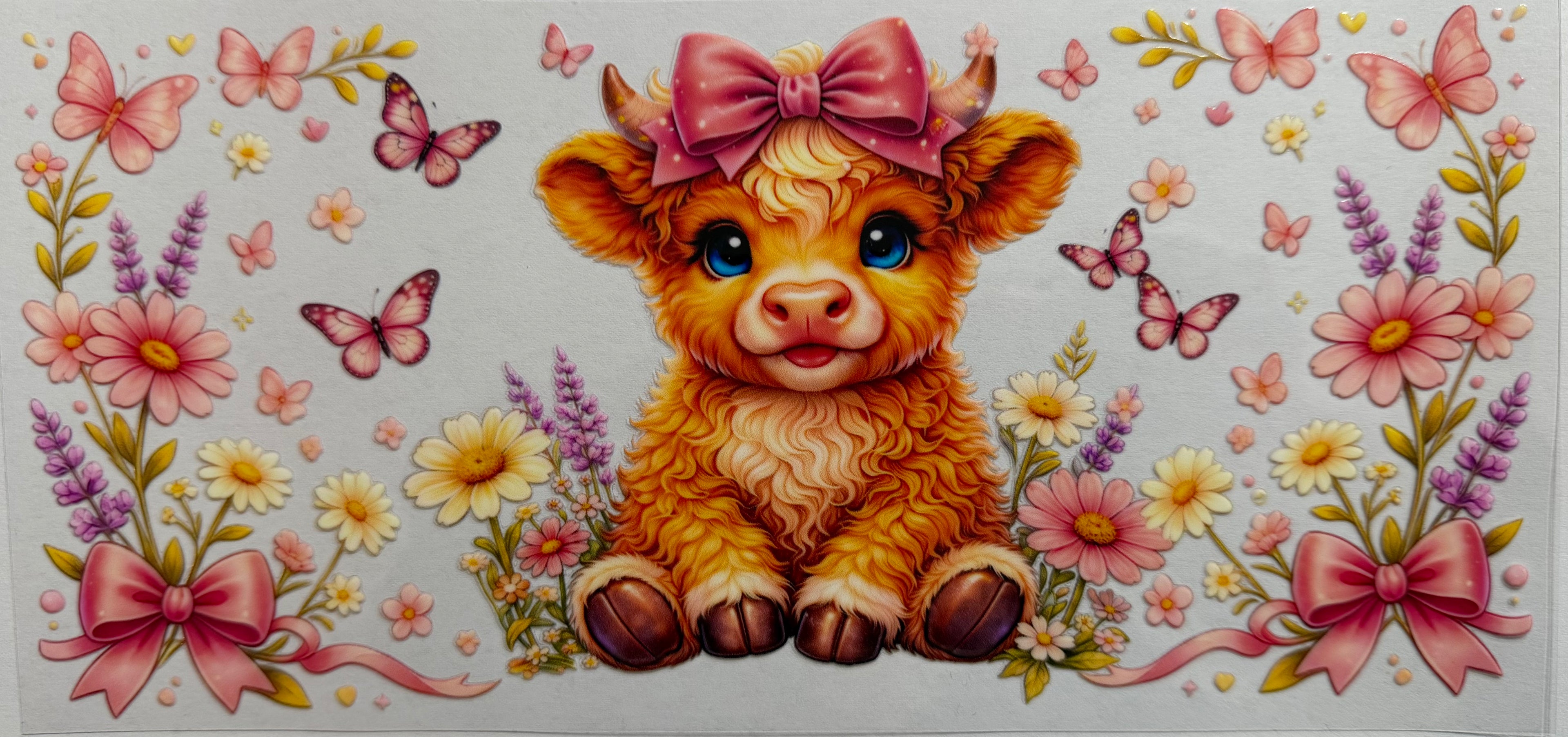 Highland Cow 16oz Uv Dtf Wrap