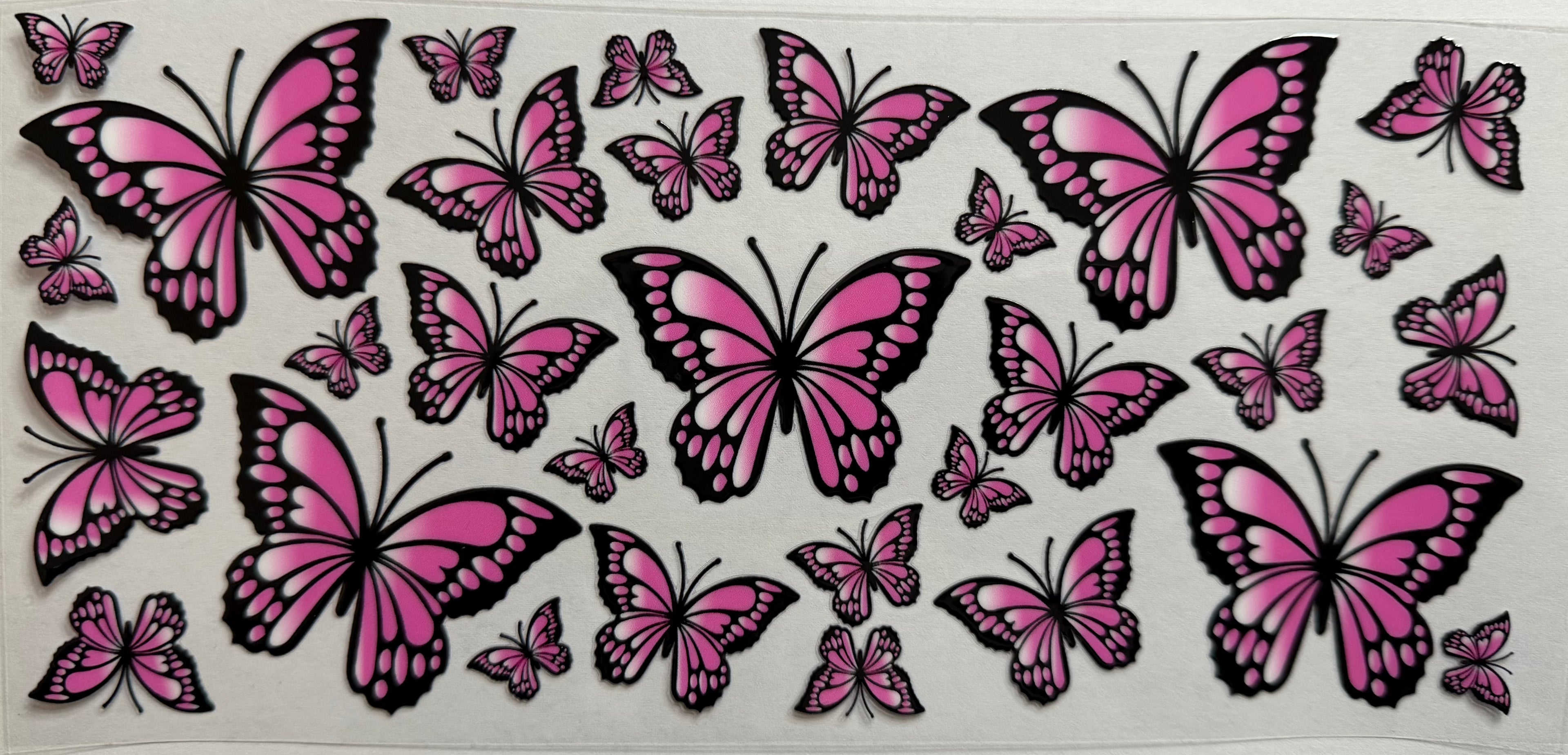 Pink Butterflys 16oz Uv Dtf Wrap