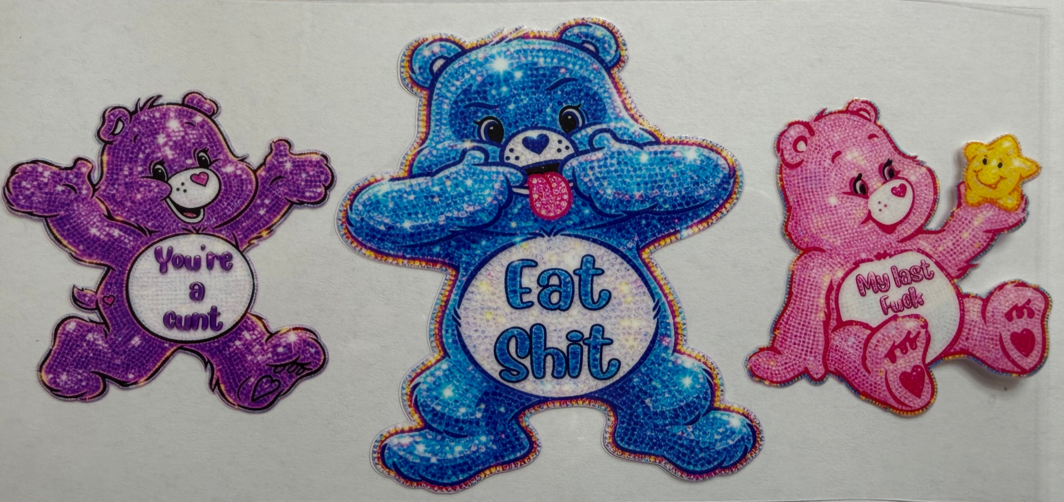 Glitter Swear Bears 16oz Uv Dtf Wrap