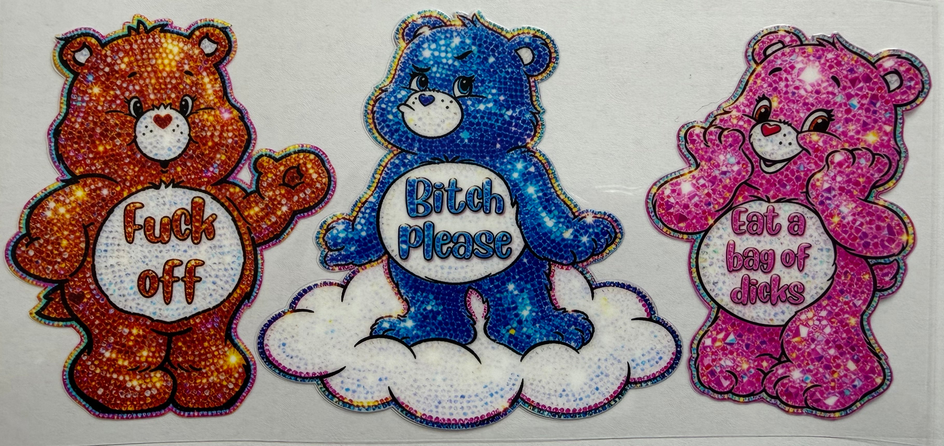 Glitter Swear Bears 16oz Uv Dtf Wrap