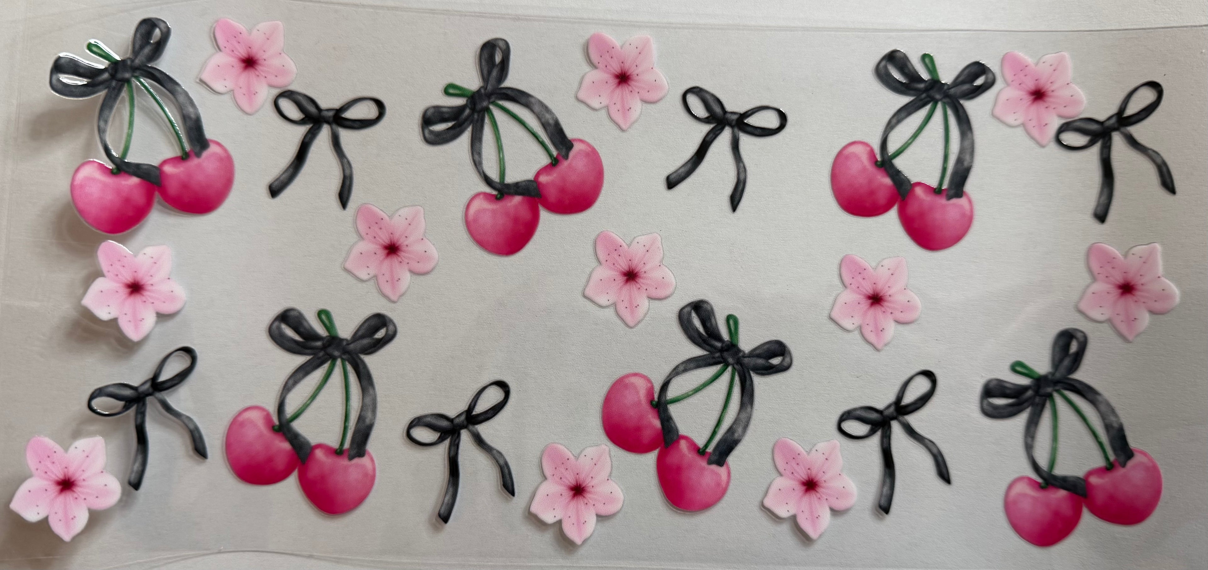Cherries & Flowers 16oz uv Dtf Wrap
