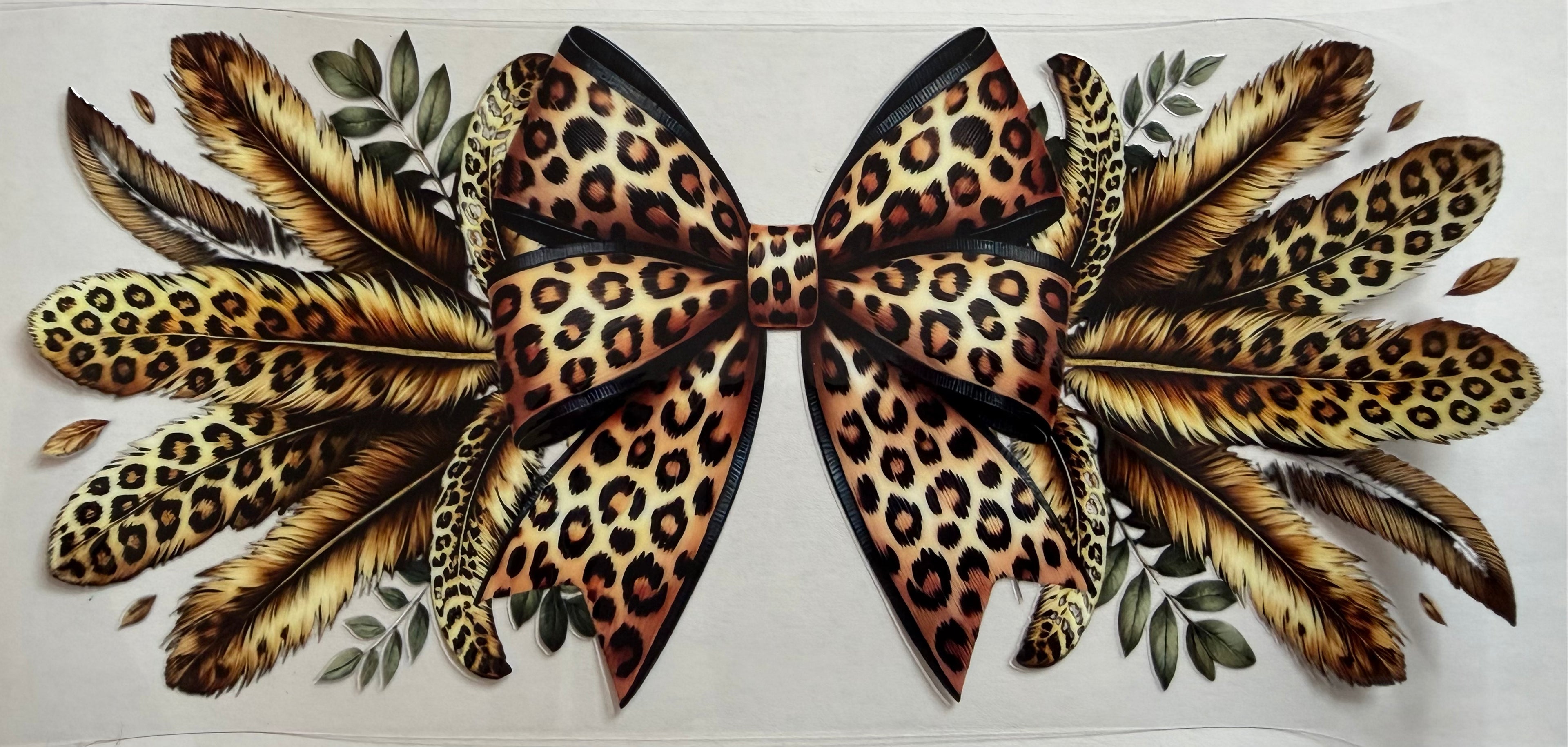 Leopard Print Bow 16oz Uv Dtf Wrap