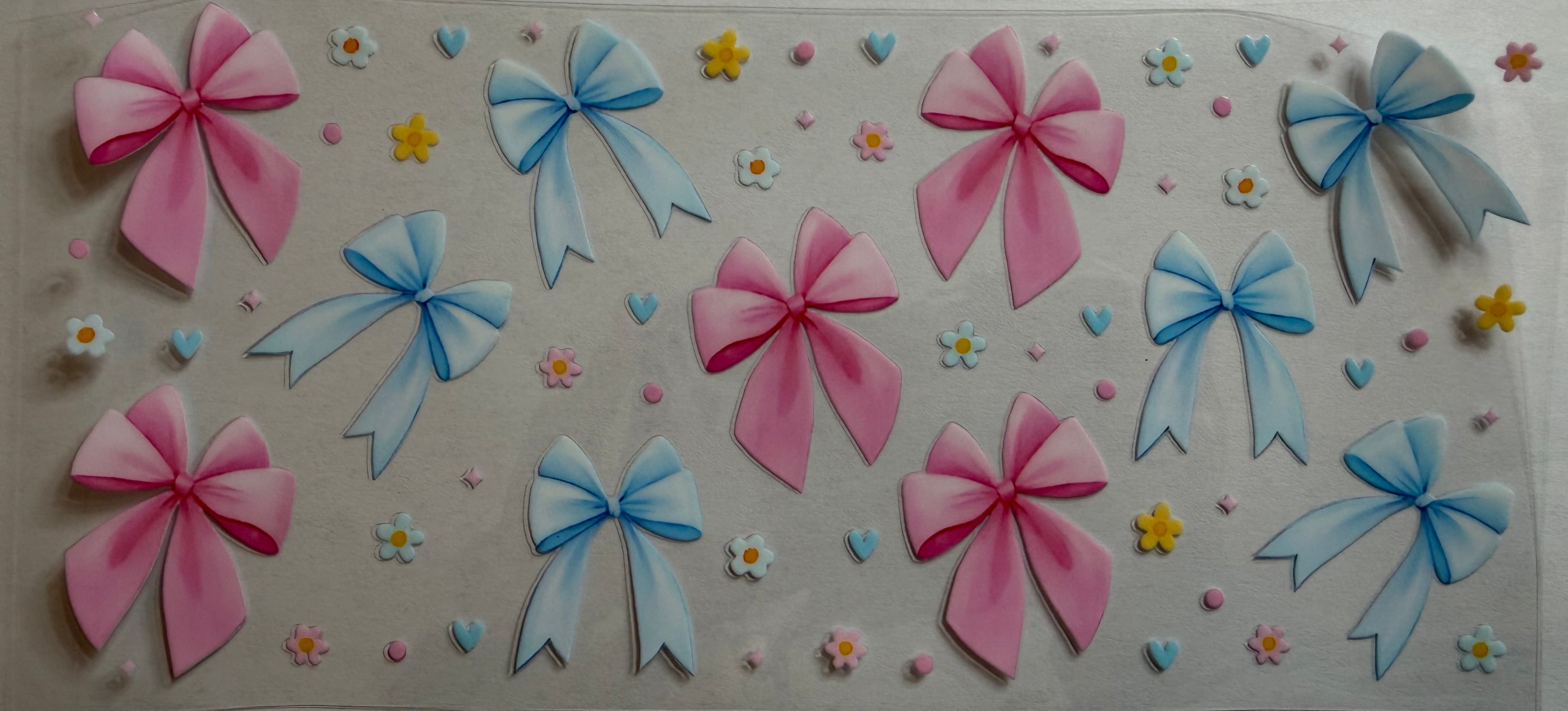 Pink & Blue Bows 16oz Uv Dtf Wrap