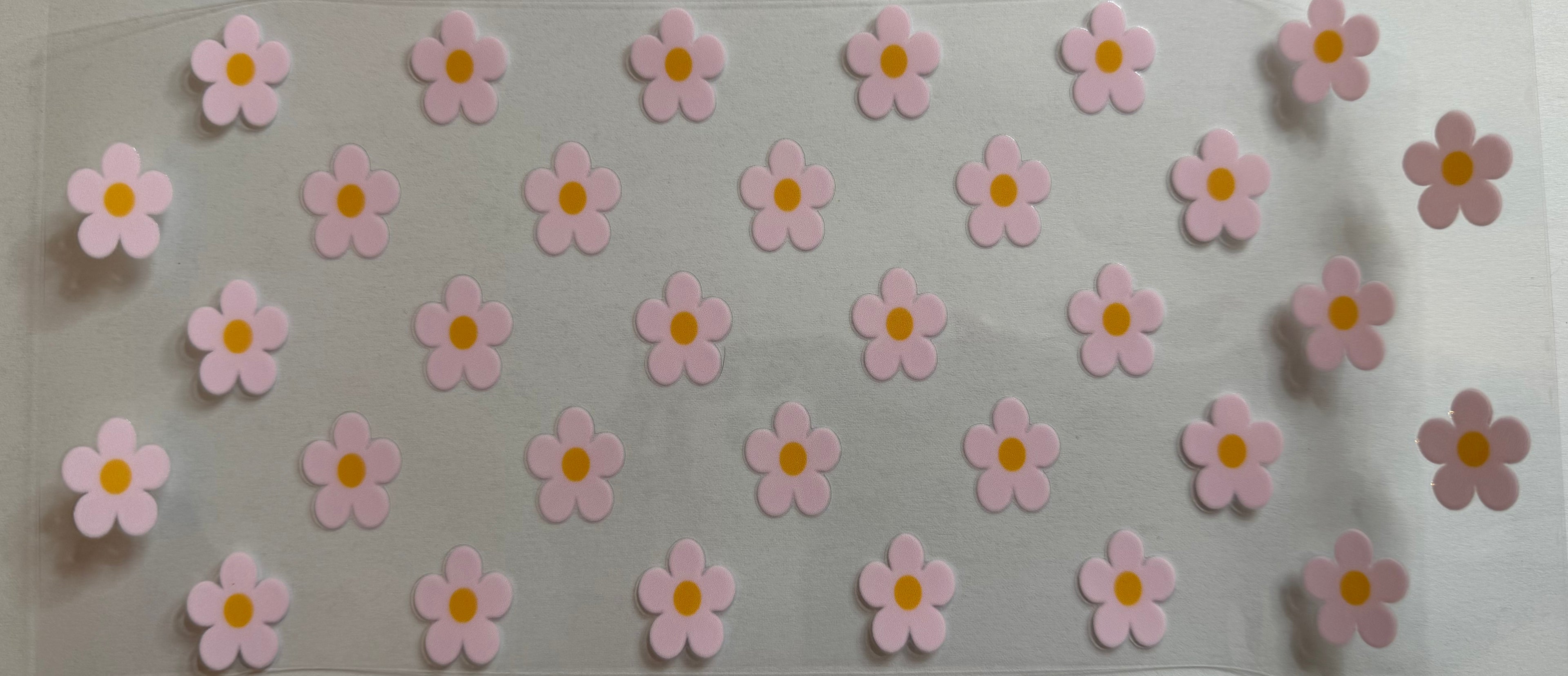 Pink Flowers 16oz Uv Dtf Wrap