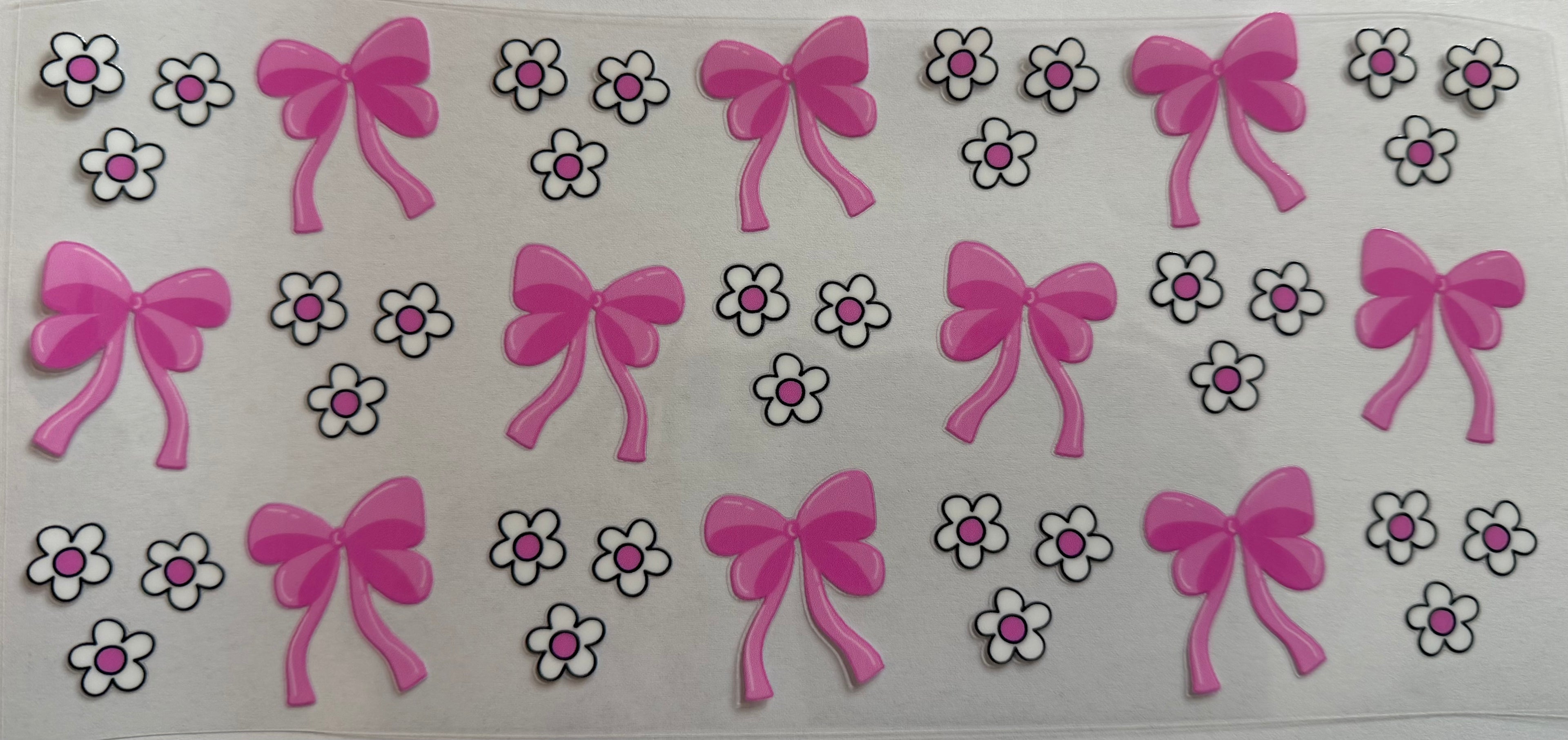 Pink Bows & Flowers 16oz Uv Dtf Wrap