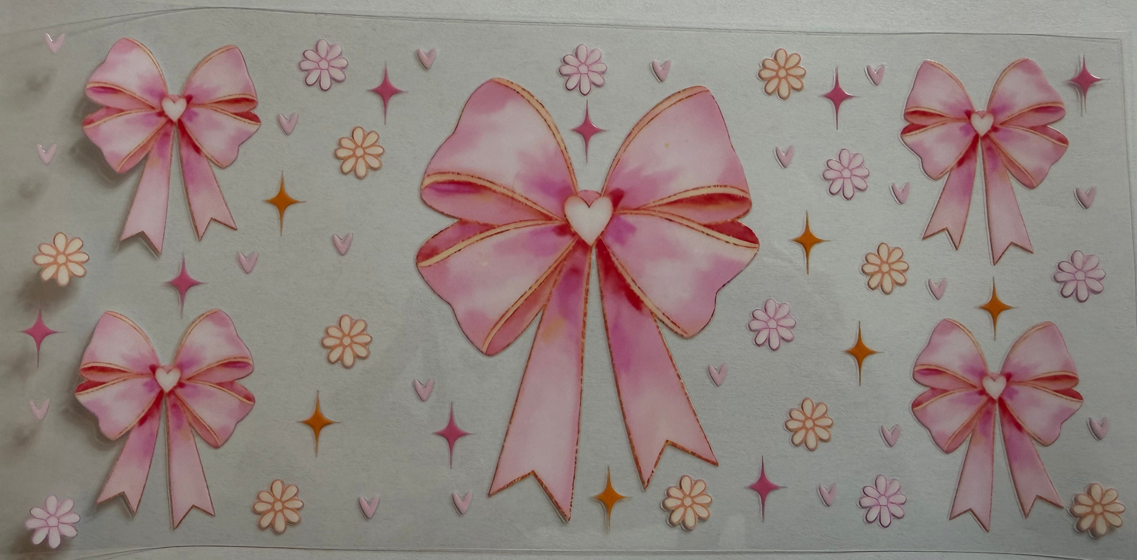 Pink Bows 16oz Uv Dtf Wrap