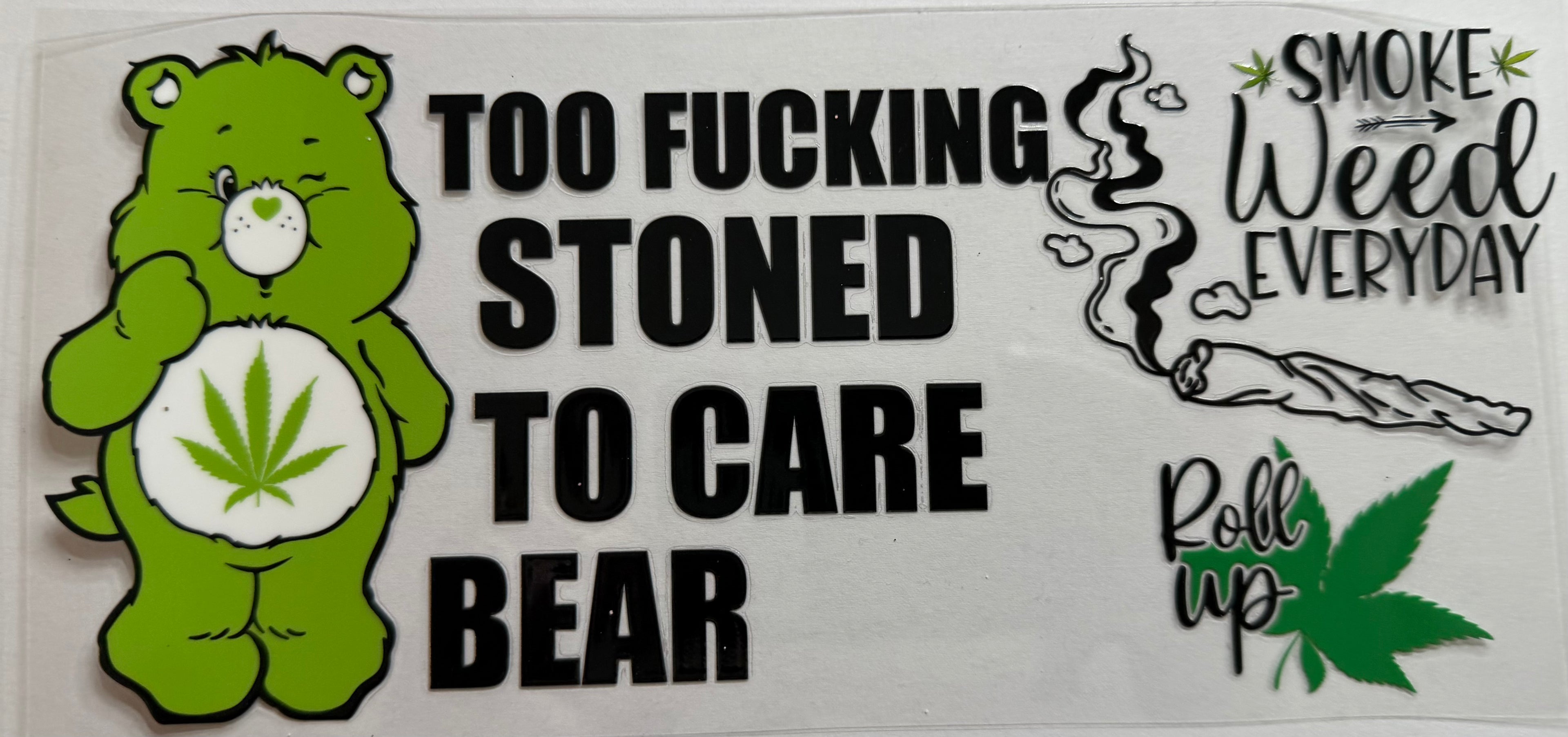Weed Care Bear 16oz Uv Dtf Wrap